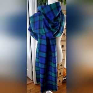 Talbots Teal and Navy Plaid Scarf